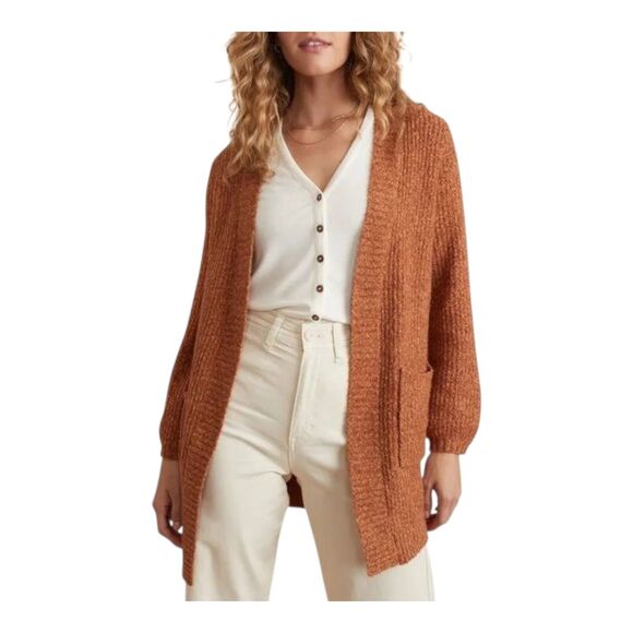 Marine Layer Ontario Cardigan Sweater Long Rust Women Size Large Pockets - Picture 1 of 11